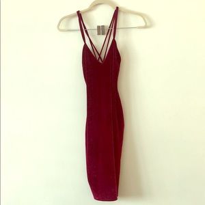 Sexy red velvet dress with straps